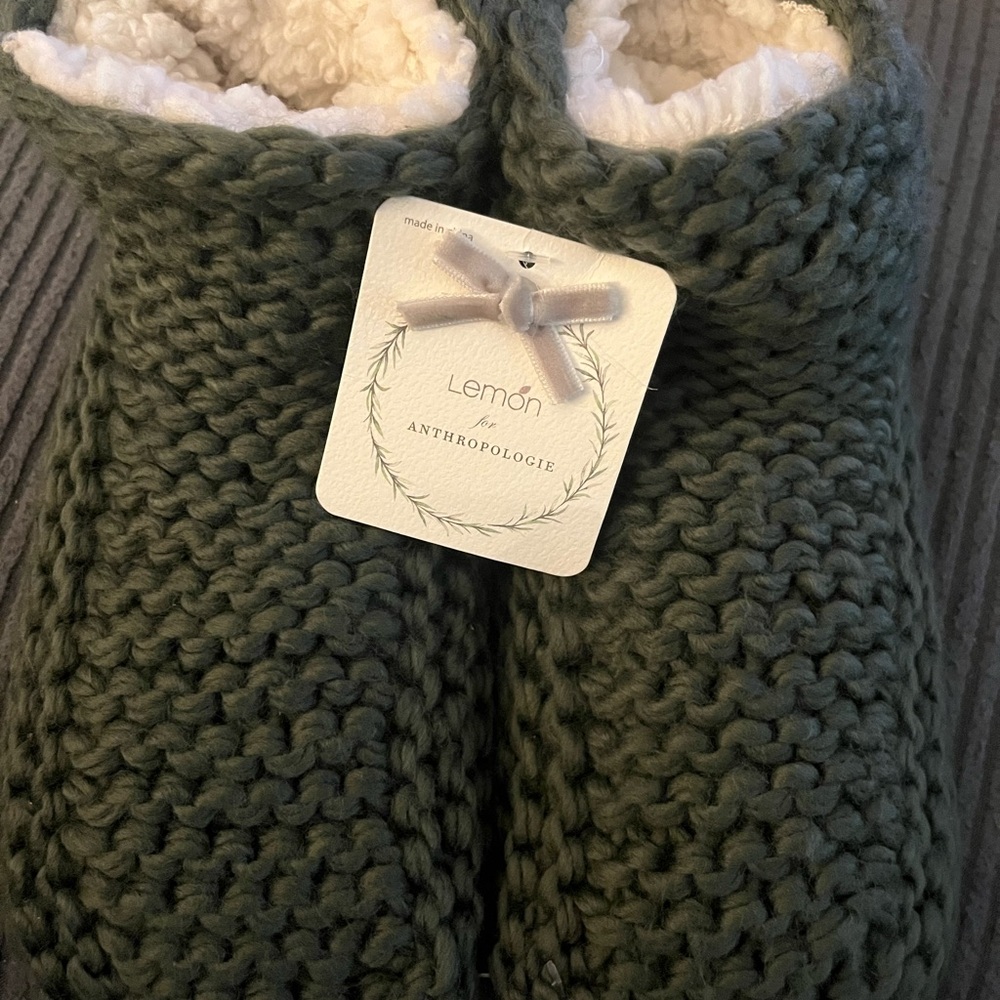 Lemon for Anthropologie Olive Chunky Knit Slipper Boots
